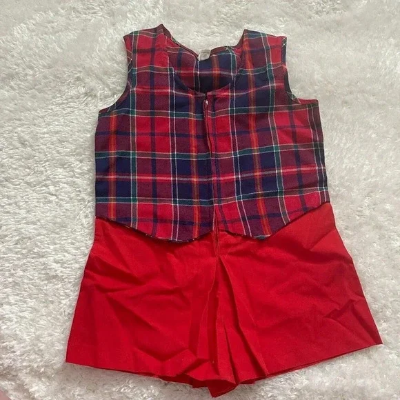 Children: Girls plaid romper/skort, Sears brand 6 - Vintage - Picture 2 of 12